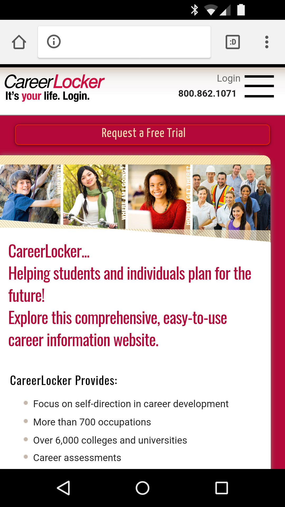 CareerLocker website for mobile